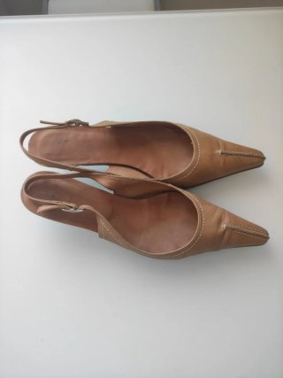 Zapatos Slingback Camel Mujer