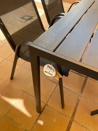 Mesa y 4 sillas exterior metal/madera