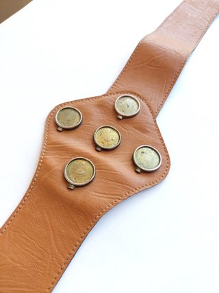 Cintura vintage in pelle taglia 85 cm marrone