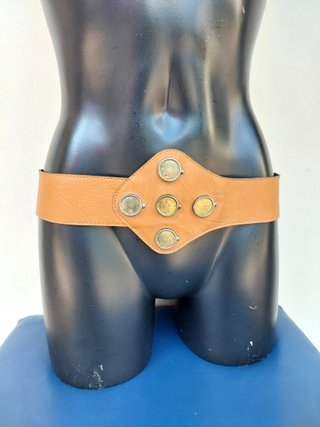 Cintura vintage in pelle taglia 85 cm marrone