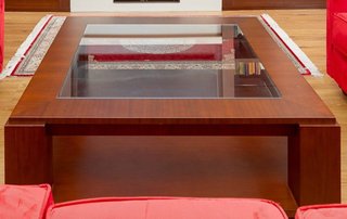 Mesa de centro madera nogal con cristal