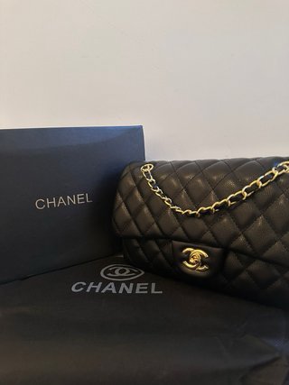 Borsa Chanel Classic Flap Caviar Nera Oro