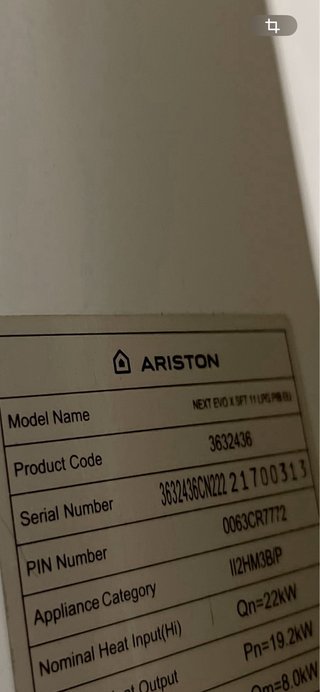 Calentador Ariston de agua a gas Butano