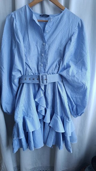 Vestido cuadros Simptee azul y blanco Talla M