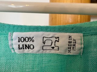 Vestido de lino verde azulado talla única