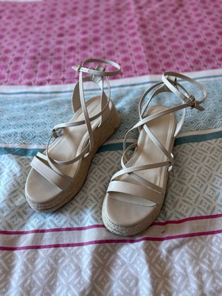 Sandalias Beige Cuña Esparto