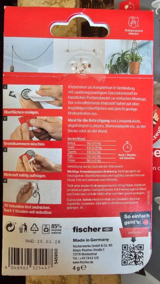 5 Ganci Adesivi Fischer Klebehaken