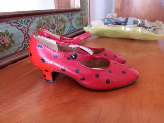 Sapatos Flamenco Pele Vintage Bolinhas