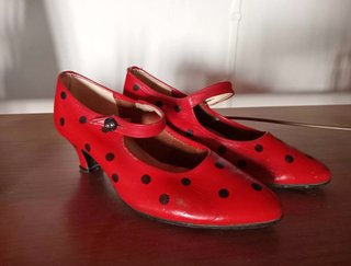 Sapatos Flamenco Pele Vintage Bolinhas