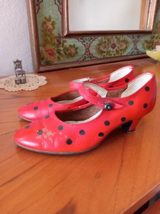 Sapatos Flamenco Pele Vintage Bolinhas