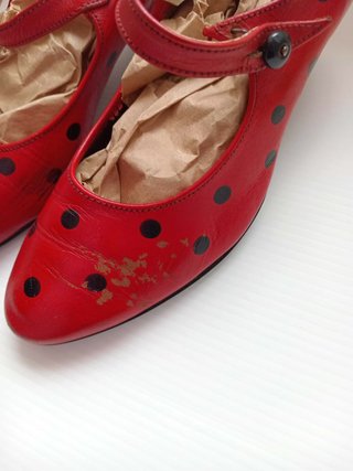 Sapatos Flamenco Pele Vintage Bolinhas