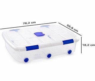 4 Cajas Almacenaje Hegahogar 56L con Ruedas