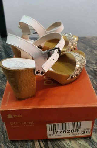 SANDALIAS TACÓN TALLA 38, PRÁCTICAMENTE NUEVAS