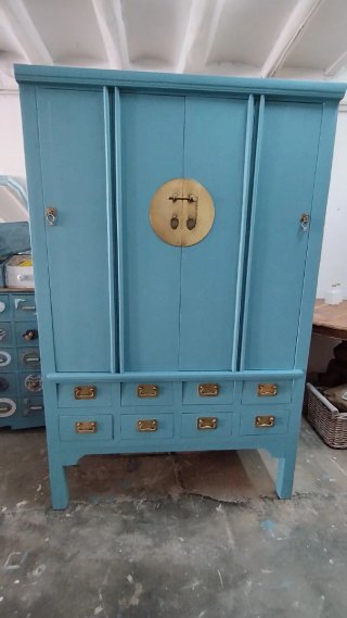 Armario asiático / chino. Madera maciza olmo