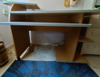 Mesa escritorio para ordenador, madera y metal