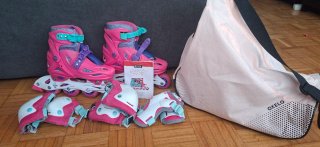 Patines niña T. 32-34 + Casco Rosa
