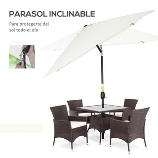 Sombrilla de Aluminio 200x300 Inclinable Crema