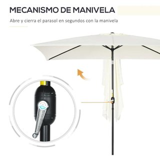 Sombrilla de Aluminio 200x300 Inclinable Crema