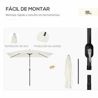 Sombrilla de Aluminio 200x300 Inclinable Crema