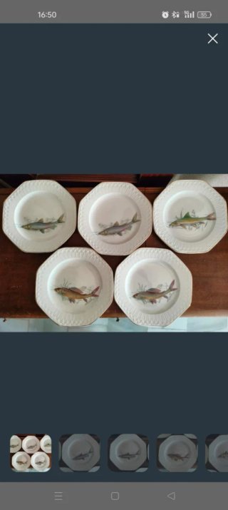 Set 5 Platos Porcelana Pez Dorado