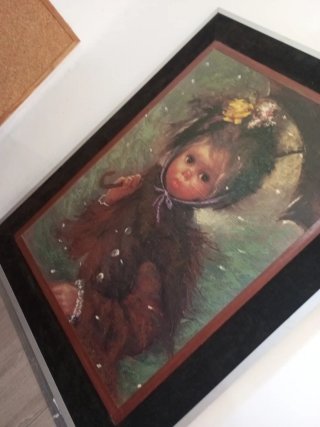Cuadro al óleo niña con paraguas