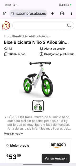 Bicicleta infantil 2 años sin pedales