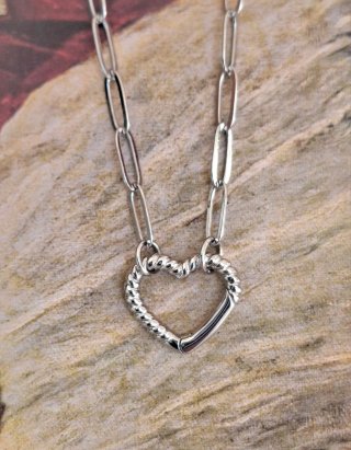 Collar de 45cm. Corazón Plata