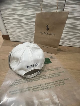 Cappello Polo Ralph Lauren bianco logo blu