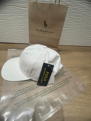 Cappello Polo Ralph Lauren bianco logo blu