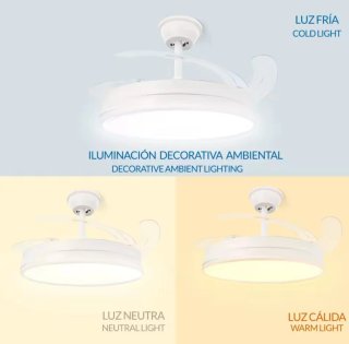 Ventilador Techo LED Aspas Retráctiles