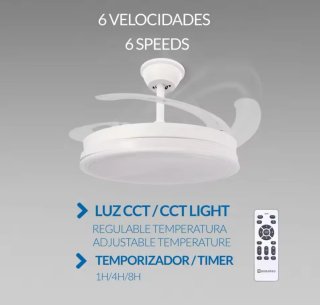 Ventilador Techo LED Aspas Retráctiles
