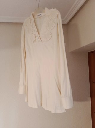 Blusa Camicie Beige Flores