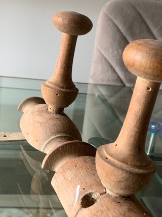 Antico attaccapanni in legno tornito '900