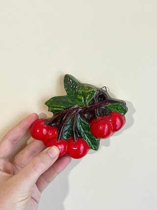 Decorazione Ciliegie rosse Fatta a Mano in gesso