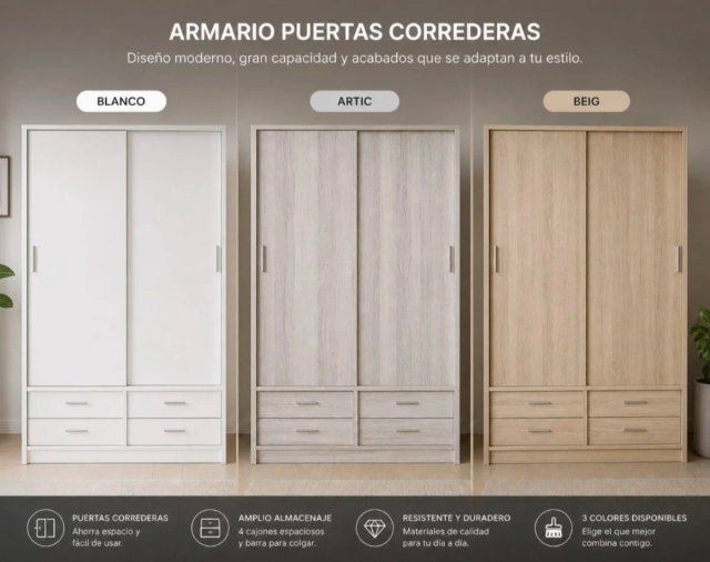 Armario puertas correderas 150x200x51cm