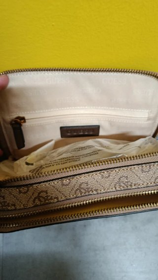 Bandolera Guess Hombre Beige/Marrón Doble Cierre