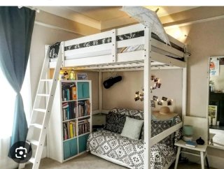 Cama litera alta Ikea madera blanca