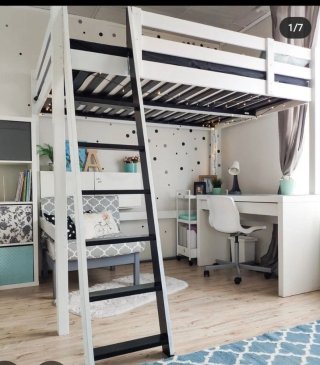 Cama litera alta Ikea madera blanca