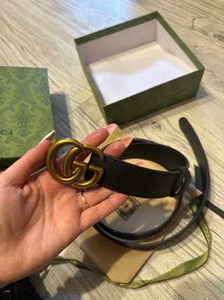 Cintura Marmont Doppia G Oro Nero