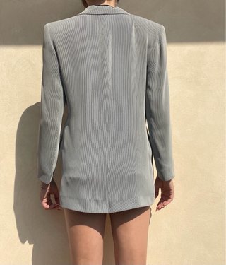 Blazer Sartoriale Vintage Bianco a Righe Blu