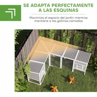 Gallinero madera y metal gris/blanco