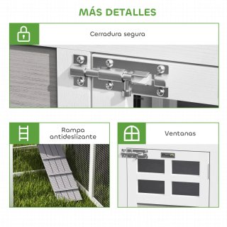 Gallinero madera y metal gris/blanco