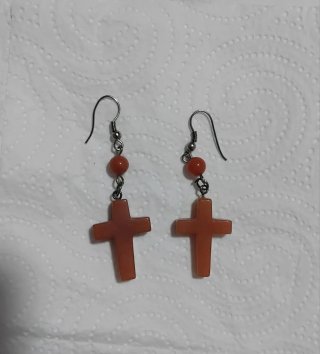 Pendientes Cruz Piedra Natural