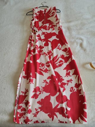 Vestido Salsa Estampado Rojo Hueso