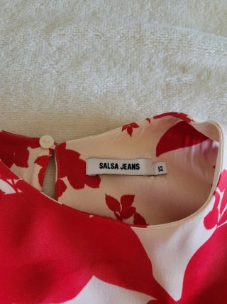 Vestido Salsa Estampado Rojo Hueso