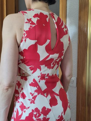 Vestido Salsa Estampado Rojo Hueso