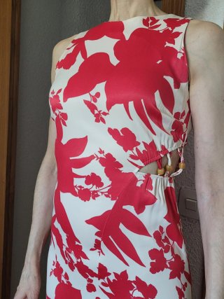 Vestido Salsa Estampado Rojo Hueso