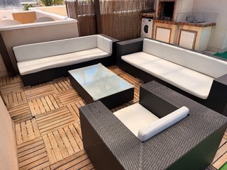 Conjunto Exterior Muebles Ratán Negro