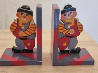2 Supporti per Libri Pagliaccio in Legno