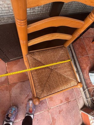 Lote 4 Sillas Madera Asiento Mimbre